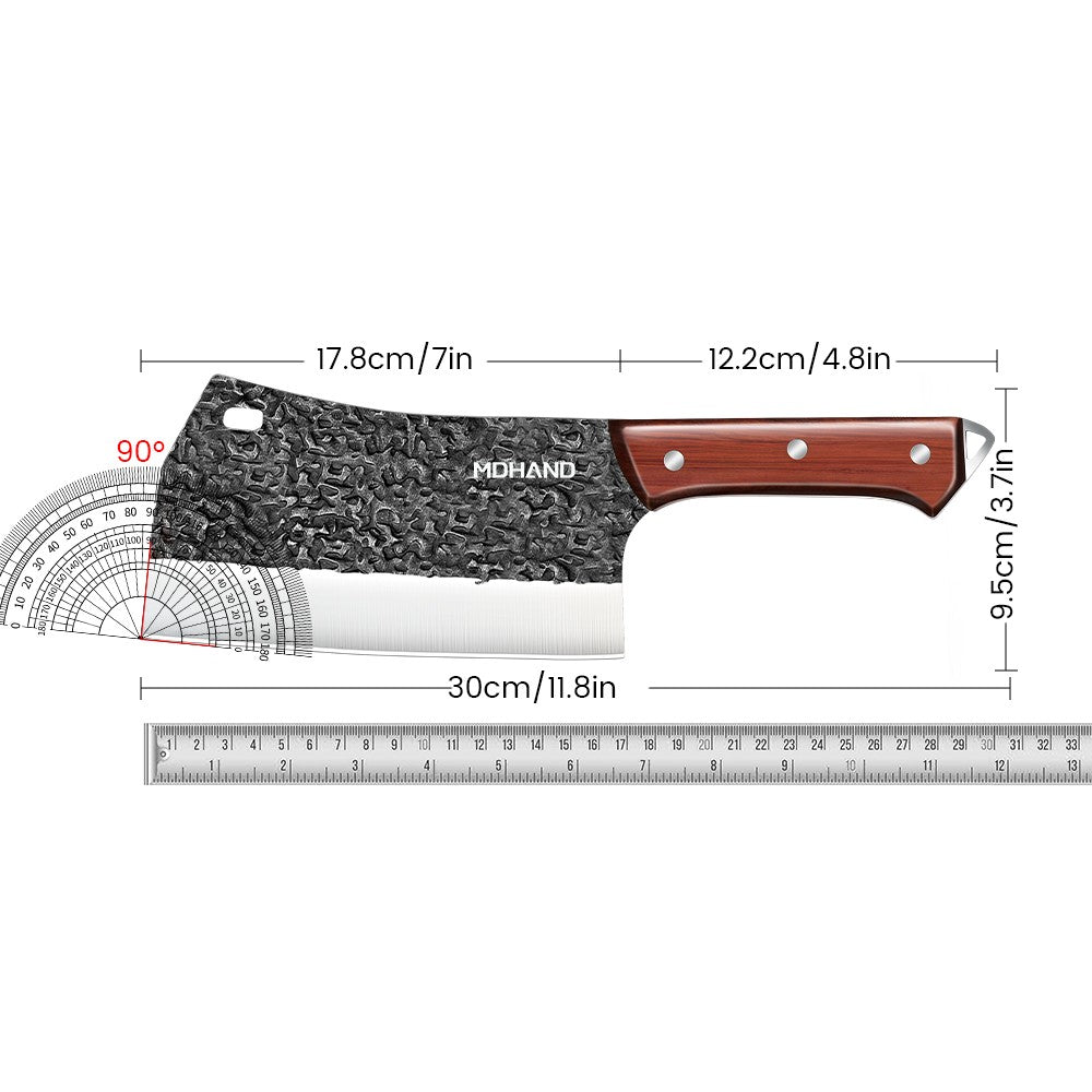 MDHAND Japanese Kitchen Knife Hand Forged Chef Knife Hammered Chopping Knife Corrosion-resistant Sharp Blade Cleaver with Sheath