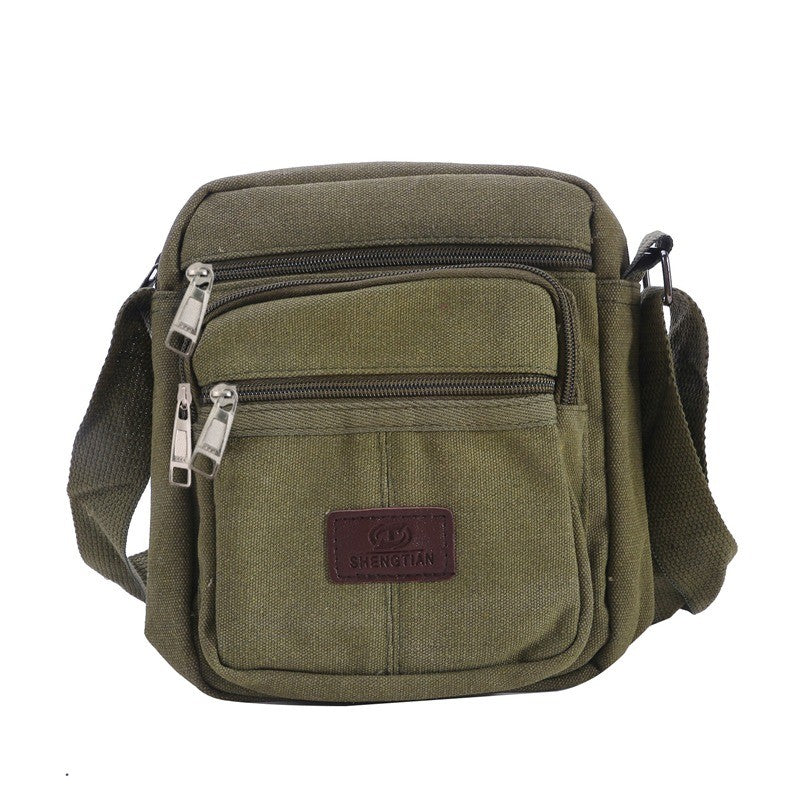 Multifunctional Men's Shoulder Bag Flap Solid Color Casual Messenger Canvas Travel Male Crossbody Bags