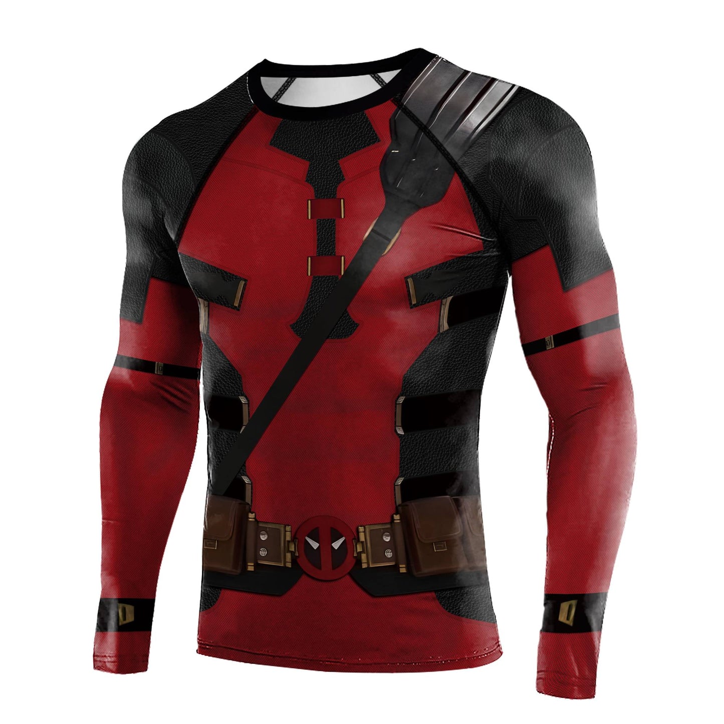 Halloween T-Shirt Red Shirt Men Tanks Halloween Cosplay Costume Hero Long Sleeved Tees Tanks Men Top Carnival Party Outfit
