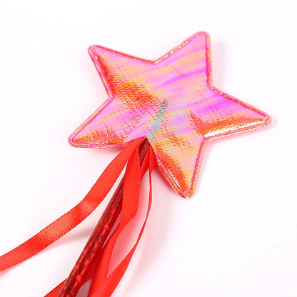 1Pc Fairy Wand Dreamlike Five Pointed Star Fairy Stick Plastic Princess Fairy Cane For Girls Angel Star Wand Halloween Roleplay