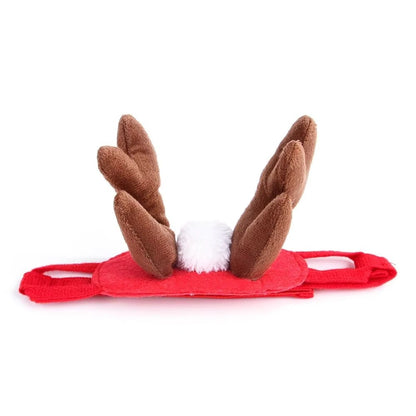 Capa de Inverno Fofa para Pets Cão Gato Roupas de Natal Quente Filhote de Papai Noel Cachecol Vermelho Chapéu Cabeça Engraçado Fantasia de Natal para Pets Cão Gato Capas