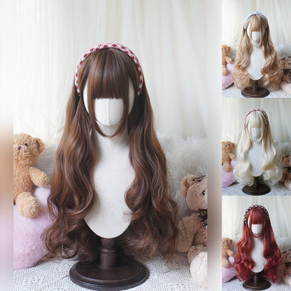 Peruca Longa Cacheada Estilo Lolita de 81cm | Cabelo Sintético Resistente ao Calor com Franja para Cosplay, Halloween, Festa Temática de Anime