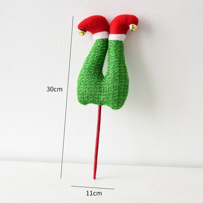 1PC Elf Hat Cuttle Decorated Striped Pants Cuttle Christmas Tree Christmas Elf Stick Christmas Gift Holiday Atmosphere Dress Up