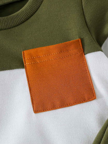 2025 Moda Infantil Todas as Estações Conjunto Duas Peças Meninos Patchwork Calças e Blusa Manga Longa Roupa com Laço para 1-3 Anos