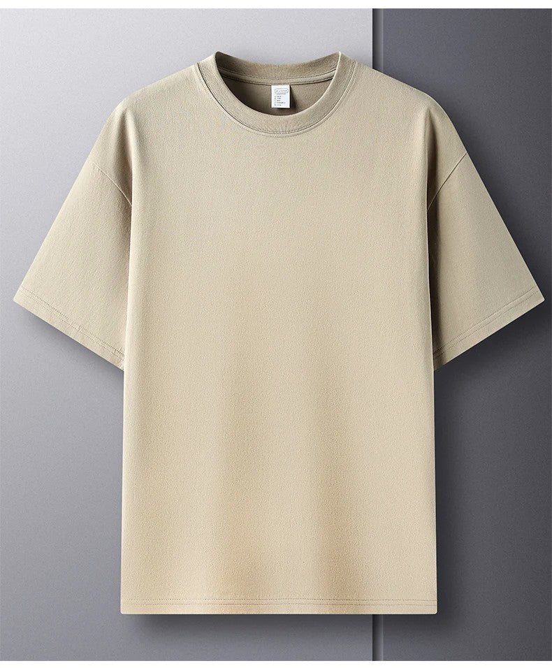 100% Pure Cotton Summer High-end Brand Men's Short Sleeve Round Neck Fashionable Style Half Sleeved Top Breathable T-shirt