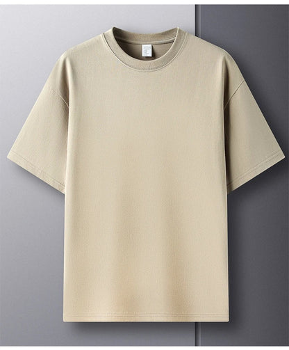 100% Pure Cotton Summer High-end Brand Men's Short Sleeve Round Neck Fashionable Style Half Sleeved Top Breathable T-shirt