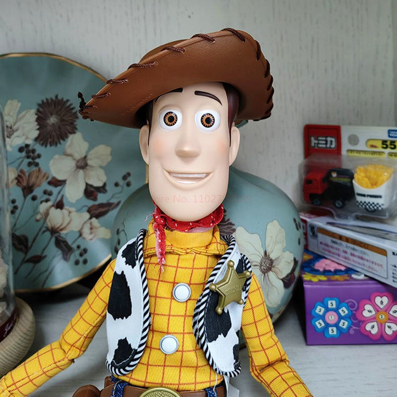 Bonecos de Ação Woody Disney Pixar Toy Story 40cm com Som de Filme em Inglês, Boneco de Personagem, Vaqueiro de Pano, Presente de Aniversário para Crianças