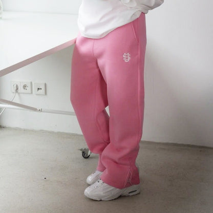 Calça de Moletom Outono com Cordão e Zíper Cor Sólida Casual High Street Hip-Hop Rap Street Estilo Y2K Cintura Alta