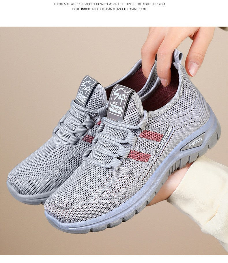 Autumn Women Sneakers Fashion Lace Up Mesh Breathable Outdoor Walking Purple Round Toe Non-slip Thick Sole Tennis Shoe Mujer