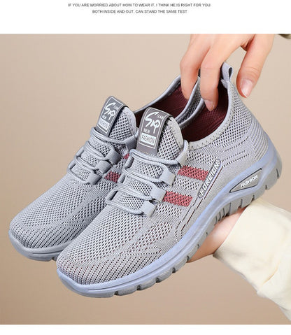 Autumn Women Sneakers Fashion Lace Up Mesh Breathable Outdoor Walking Purple Round Toe Non-slip Thick Sole Tennis Shoe Mujer