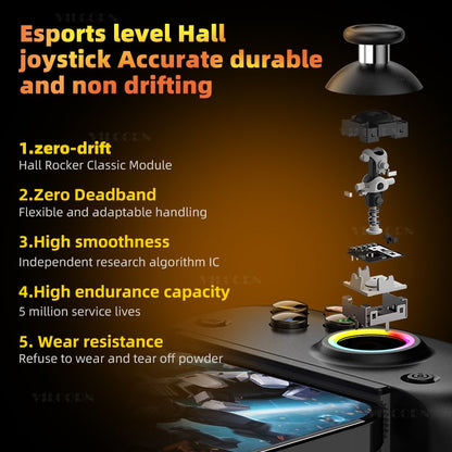 D8Pro RGB Tablet Game Controller FPS Mobile Gamepad For Switch Android ios PS3 PS4 PC Hall Trigger Joystick