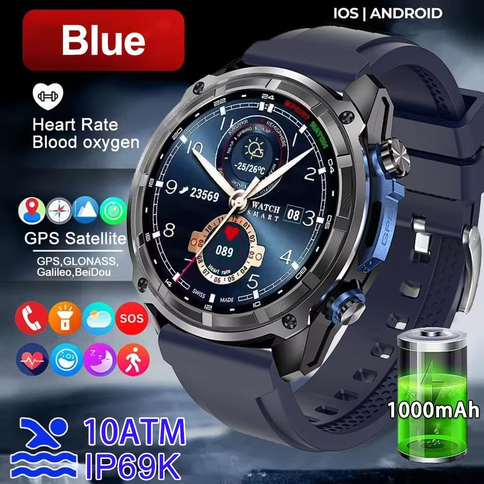 Smartwatch Masculino GPS 2026 Novo Mapa Offline À Prova D'água 10ATM 4GB Navegação de Rotas Relógio Bateria de 1000mAh Relógios Militares para Atividades ao Ar Livre