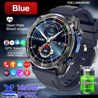Smartwatch Masculino GPS 2026 Novo Mapa Offline À Prova D'água 10ATM 4GB Navegação de Rotas Relógio Bateria de 1000mAh Relógios Militares para Atividades ao Ar Livre