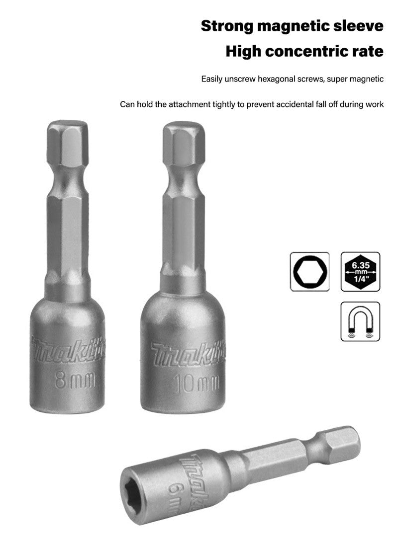 Jogo de Bits para Parafusadeira Elétrica Makita B-55697 43 Peças Codificados por Cores Tipo Flor Cruzada Soquete Sextavado Acessórios para Ferramentas Elétricas