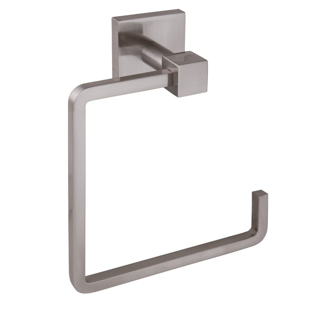 Modern Towel Ring Satin Nickel Finish Bathroom Kitchen Accessory Durable Metal Construction Easy Install Concealed Screws