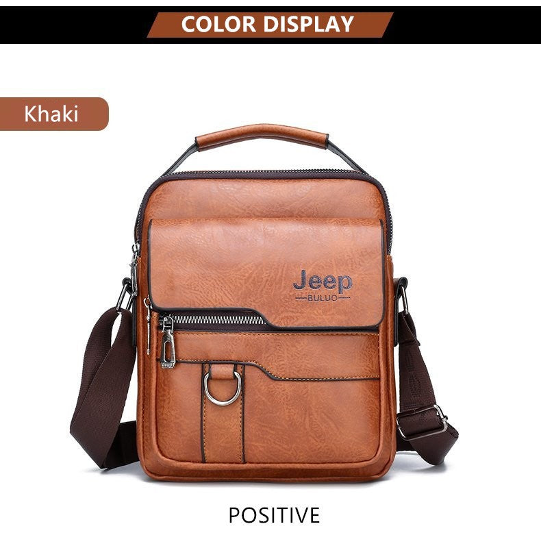 JEEP BULUO Luxury Brand Men Crossbody Messenger Bags Business Casual Handbag Male PU Shoulder Bag Large Capacity