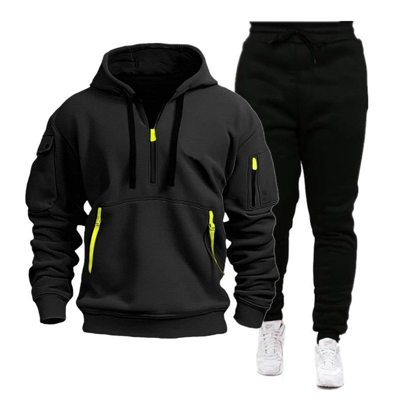 2025 Autumn and Winter Sports Sweater Set Men's Zipper Hoodie Set Sweater Pants Two-piece Set