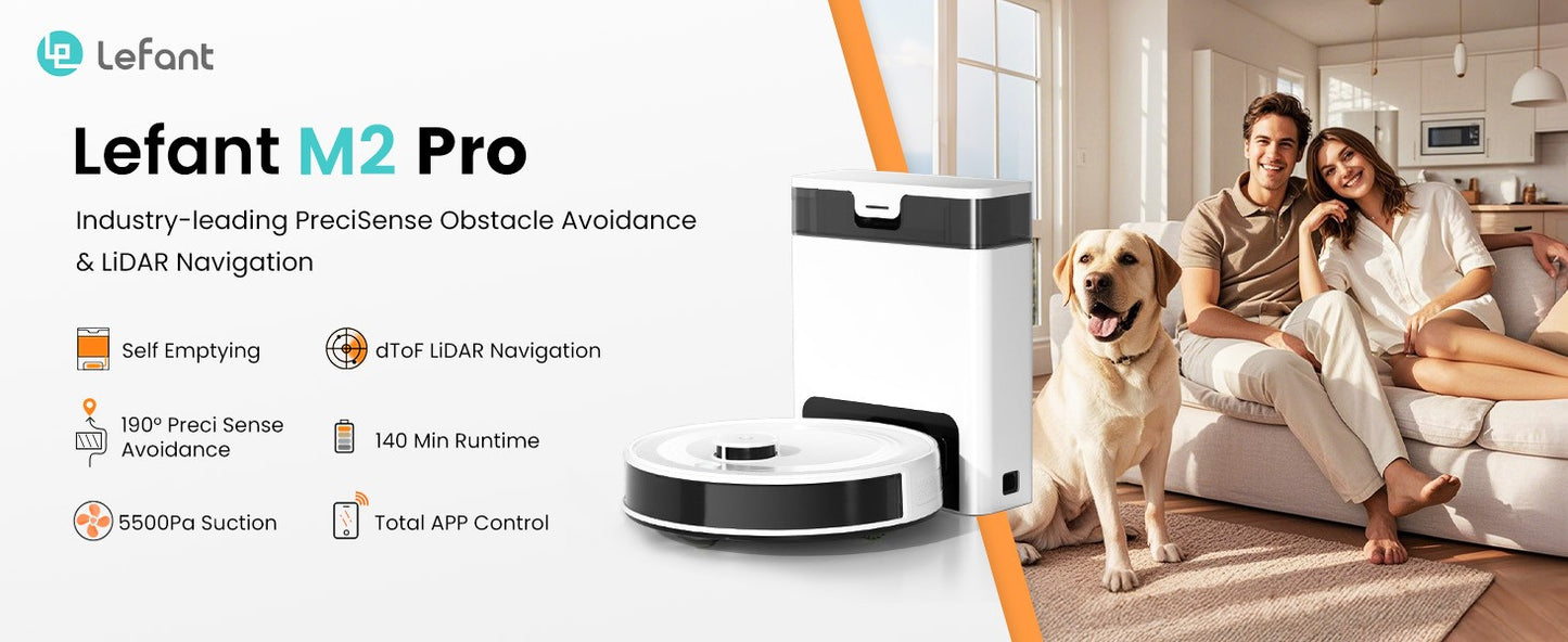 M2 Pro Lefant Robot Vacuum and Mop Combo,Self-Emptying with ,5500Pa LiDAR Robotic Vacuum Cleaner with Precision Mapping,