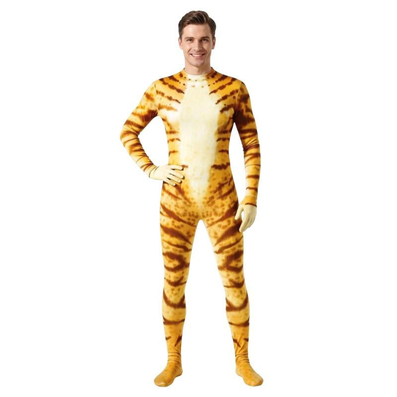Animal Print Zentai Bodysuit Snake Tiger Pattern Long Sleeve Footed Full Body Jumpsuit Men Women Cosplay Costume For Halloween
