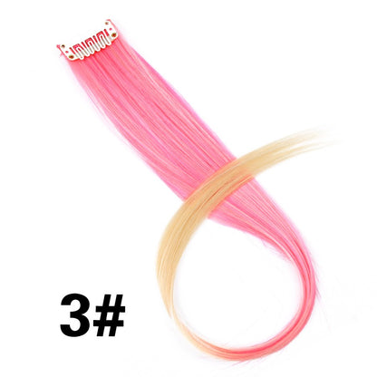 Apliques Sintéticos Presilha de Uma Peça Extensões de Cabelo Arco-Íris Cabelo Sintético Liso Peças de Cabelo de 45cm Longo Ombré Rosa Roxo Vermelho Azul