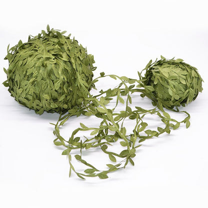 10/20M Silk Leaf-Shaped Handmake Artificial Green Leaves Faux Vines Bathroom Decorative Diy Wreath Accessories Home Decoreation