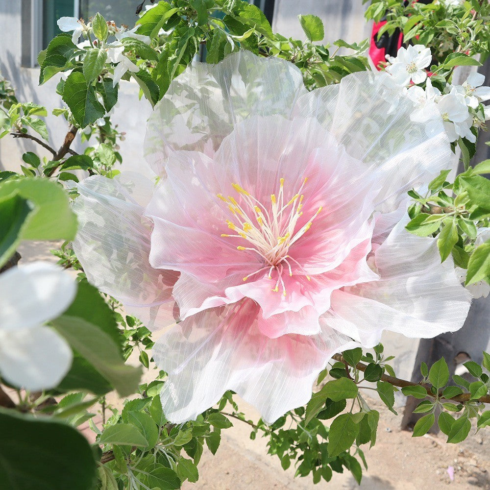 30/40/50cm Artificial Peach Blossoms Giant Gauze 3D Fluffy Petals Large Flower Head Floor Display Wedding Landscaping
