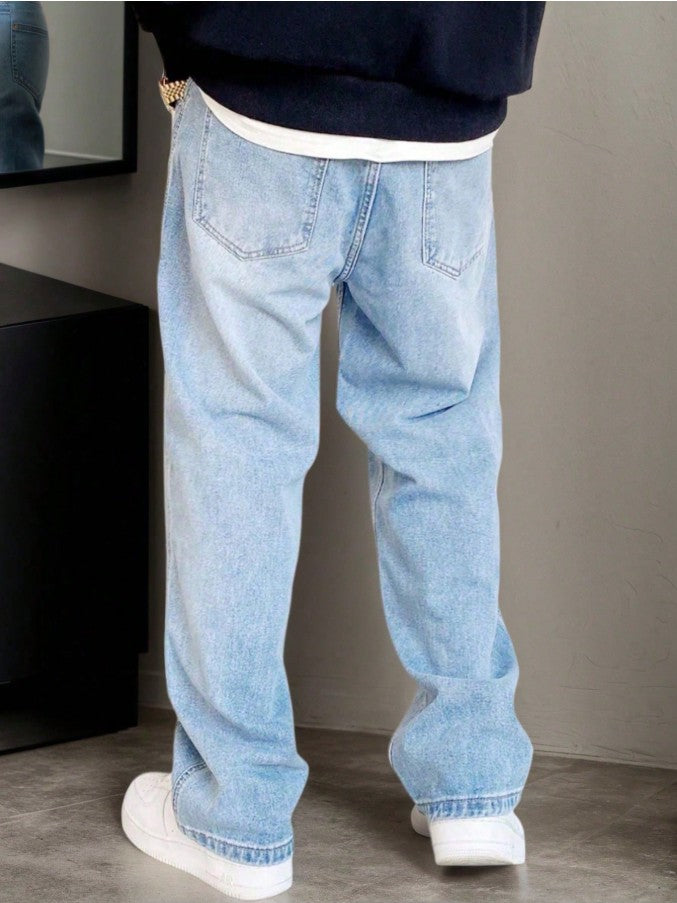 Men's Casual Vintage Loose-Fit Jeans with Pockets