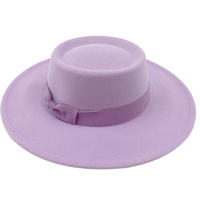 Chapéu Fedora unissex de inverno, superfície circular côncava e convexa, chapéu de jazz de feltro liso, elegante para homens e mulheres.