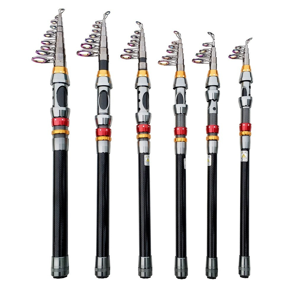 Vara de Pesca e Carretilha de Fibra de Carbono 1.8-3.6m Super Dura Vara de Pesca Telescópica Kit Carretilha de Spinning Resistência Máxima 3-8kg Pesca