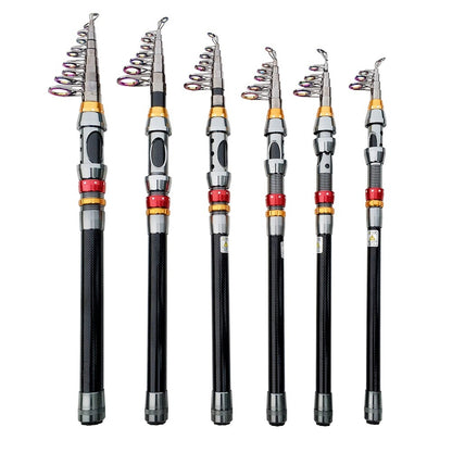 Vara de Pesca e Carretilha de Fibra de Carbono 1.8-3.6m Super Dura Vara de Pesca Telescópica Kit Carretilha de Spinning Resistência Máxima 3-8kg Pesca