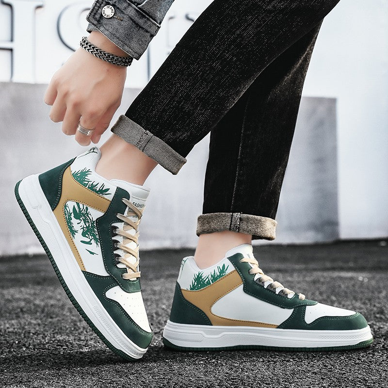 Men Board Shoes 2025 Spring Retro Thick Sole Wear Resistant Anti Slip Flat Sneaker Outdoor Casual Man Walking Footwear