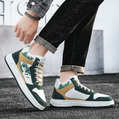 Men Board Shoes 2025 Spring Retro Thick Sole Wear Resistant Anti Slip Flat Sneaker Outdoor Casual Man Walking Footwear