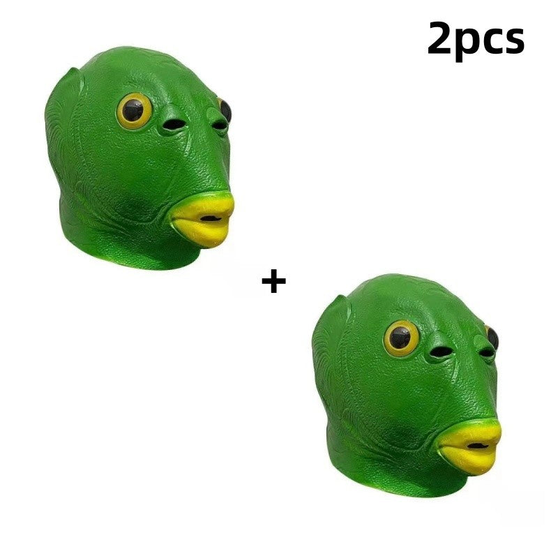 Halloween Green Fish Head Red Fish Head Funny Cosplay Costume Mask Adult Carnival Party Fish Head Mask April Fool's Day Headdres