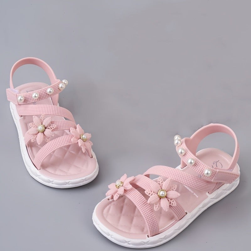 2025 brand-new eco-friendly material girls' sandals, summer fashion, elegant and versatile, children's princess shoes, summer st