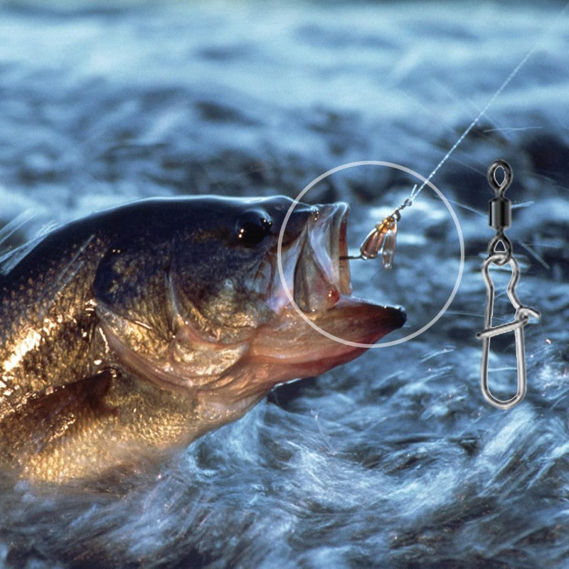 Giradores de Pesca de Aço Inoxidável com Mosquetão 4#-12# Rolamento Conector Duo-Lock Kit Pesca Água Salgada Doce Isca Equipamento 50-200 Peças