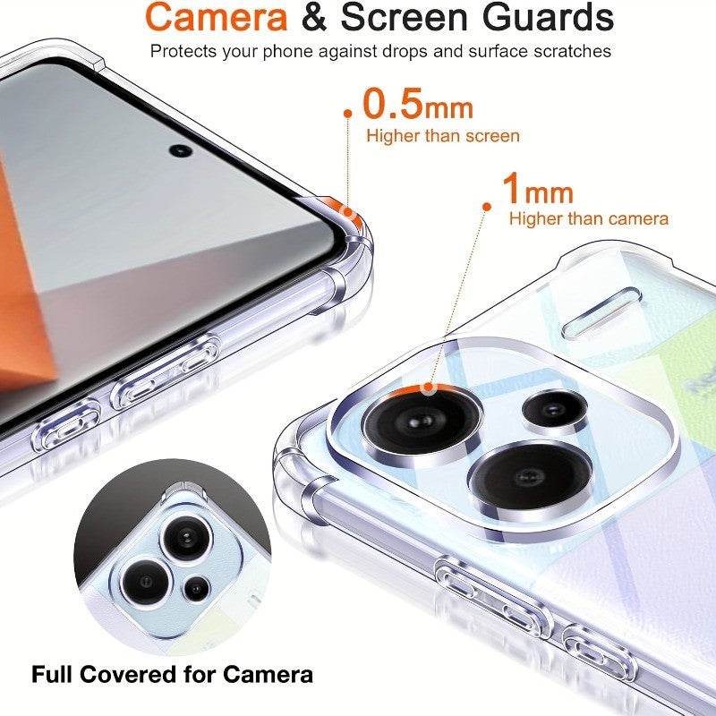 TPU Transparent Case For Redmi Note 15 14 13 Pro Plus Protective Cover Four Corners Shockproof Bumper Coque Fundas