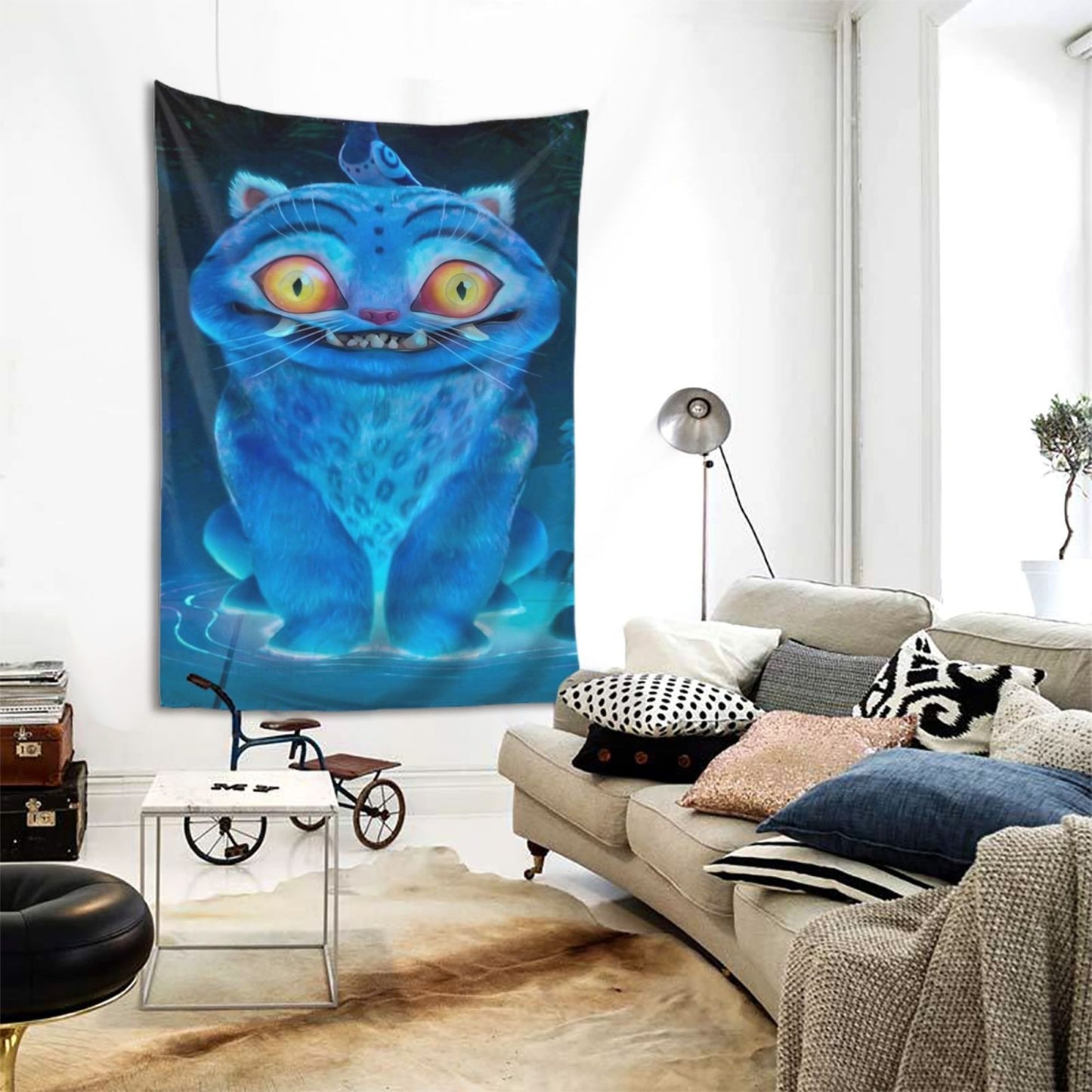 Cute Kpop Demon Hunter Tiger Tapestry, Home Decor, Vivid Cartoon Tiger Wall Art Tapestries Backgrounds  For Living Room, Dorm