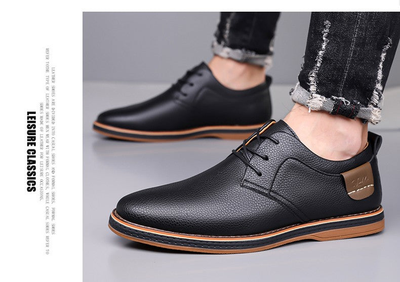 Men's Casual Business Leather Shoes Men Fashion Lace-up Derby Shoe Mens Light Comfortable Outdoor Driving Flats