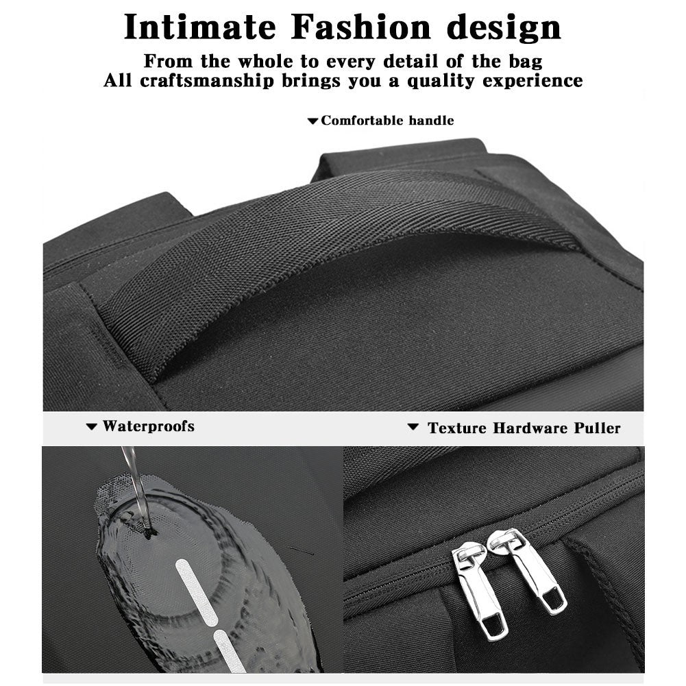 Mochila Masculina Casual Portátil Grande Capacidade com Zíper, Senha Segura, Impermeável, Porta USB para Carregamento e Compartimento para Laptop