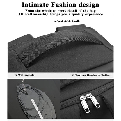Mochila Masculina Casual Portátil Grande Capacidade com Zíper, Senha Segura, Impermeável, Porta USB para Carregamento e Compartimento para Laptop