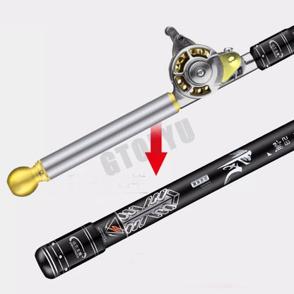 Conjunto Ultraleve de Vara de Pesca e Carretilha Oca de Múltiplas Posições de Alto Carbono Variável 4.5-10M Super Rígida para Rio