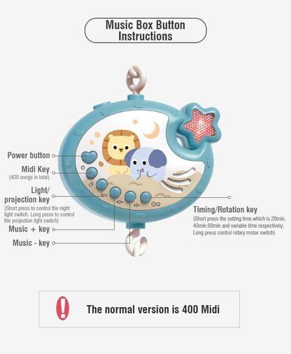 Baby Musical Crib Mobile And Rattle Remote Control Function 360 Rotating Mobile Baby Toys With Projection Hanging Bell Toy Gifts