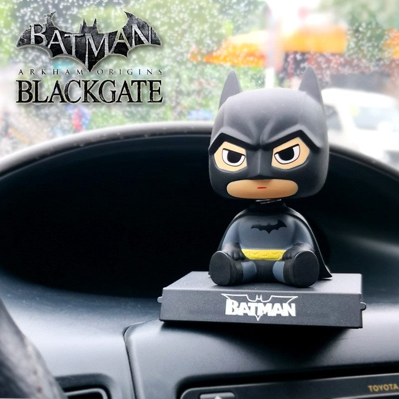 Versão Q do Boneco Batman Toy Figures Desenho Animado Bobble Head Enfeites de Carro Os Vingadores da Marvel Boneco do Capitão América Homem-Aranha