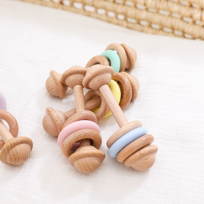 1Pc Baby Wooden Rattle Teether Toys Beech Wooden Ring Star Hand Music Rattle Teething Baby Toys Montessori Toys For Kids Gift