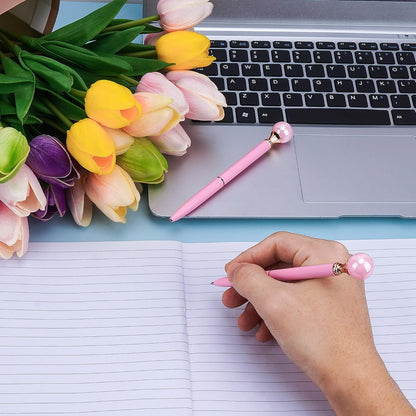 Pearl Pen Ballpoint Pens Signature Pens 1.0mm Black Ink Advertising Gift Pen for Office Home Party Christmas Birthday(3Pcs)