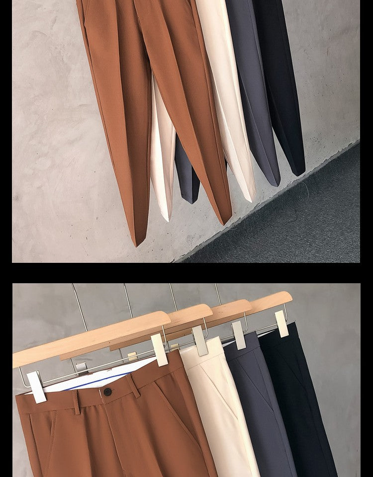 Slim Fit Trousers for Men Tressed Man Suits Pants Cheap Summer 2025 New in Dress Work Wear Elegant Suit Pants Clothes Z107