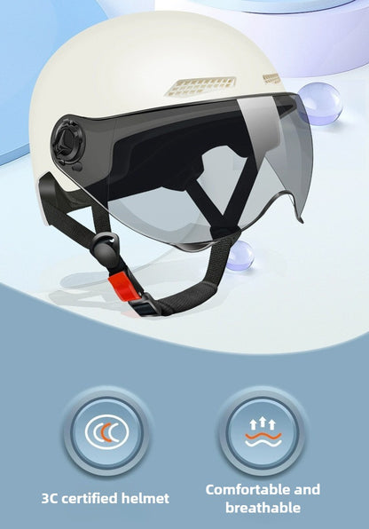 Capacete de Segurança para Bicicleta Certificado 3C Masculino e Feminino Adulto Infantil Desenho Animado Bicicleta Elétrica Moto Meio Capacete com Óculos