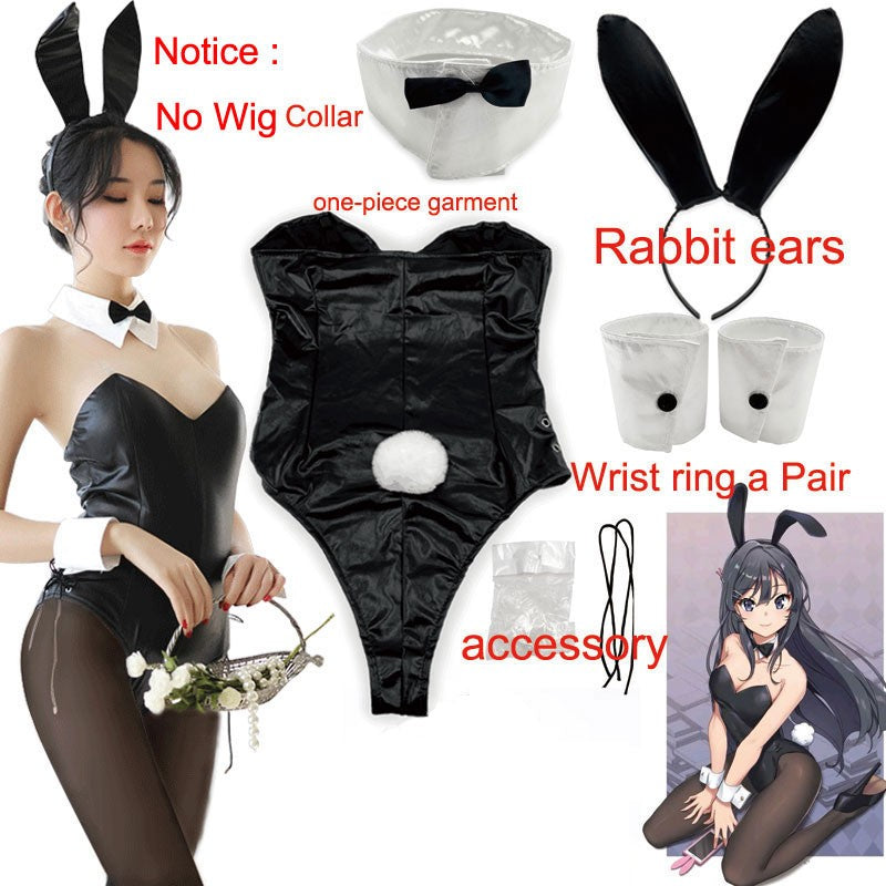 QQ for Girls Halloween Funny Costume BSR Bunny Girl Sakurajima Mai Cosplay Costume Halloween Funny Costume Black Stockings High