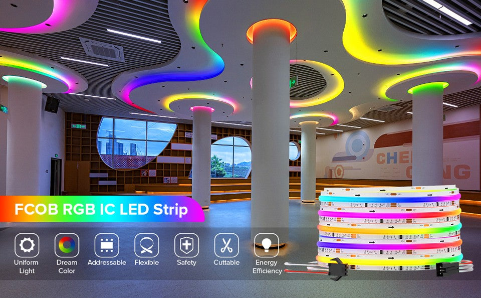 FCOB SPI RGB IC LED Light Strip WS2811 Addressable 720 630 LEDs Dream Color DC12V 24V WS2812B High Flexible FOB COB Lights