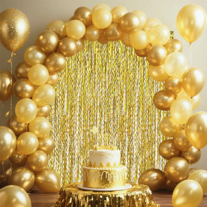 1x2m Wave Pattern Foil Curtain Decor Balloon Rain Tinsel Fringe Streamer Background for Birthday Party Wedding Decoration